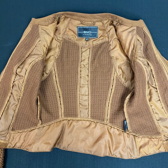 BNCI by Blanc Noir Women's Brown Suede Knit Moto Jacket Size S - Picture 7 of 13